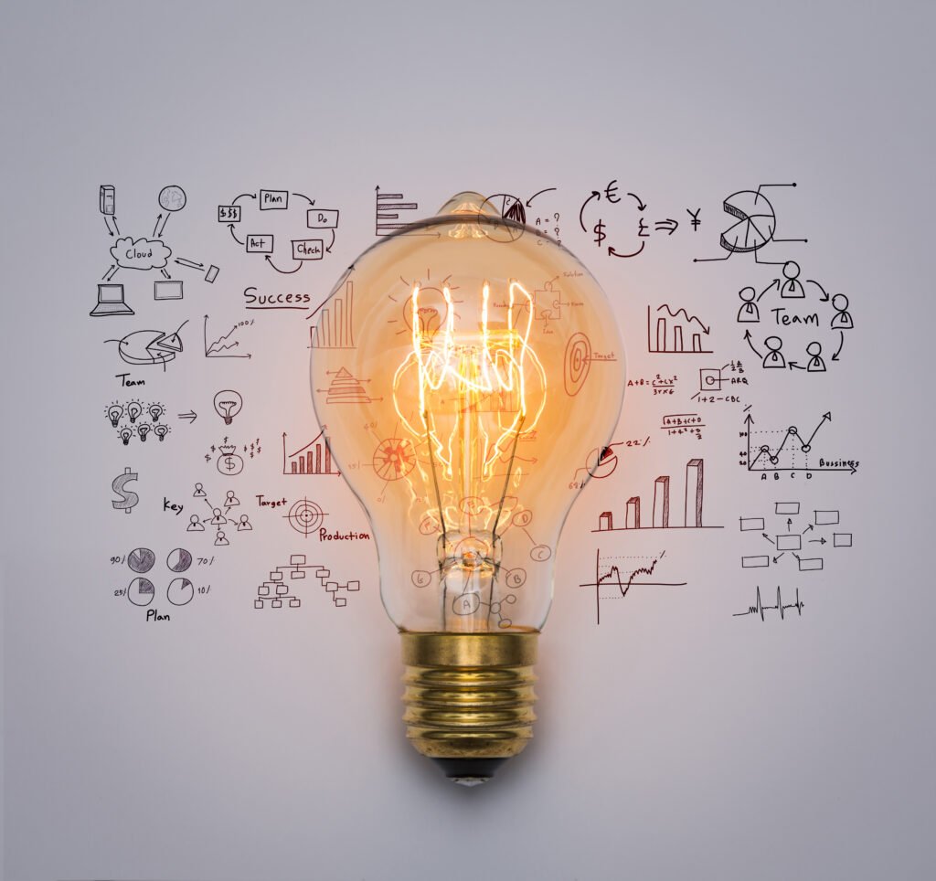 Part-Time Marketing Director Service 1 light bulb with drawing graph